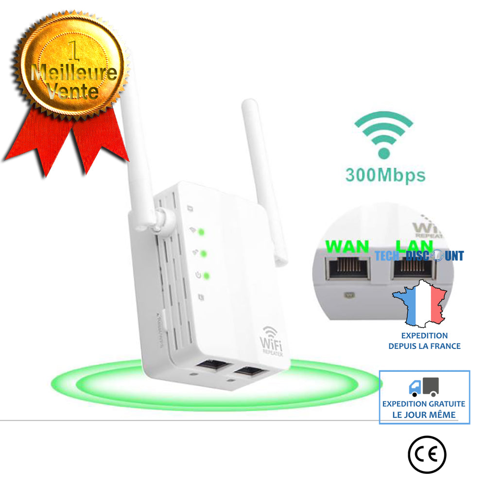 Répéteur WiFi jusqu'à 300 Mbps, amplificateur de signal WiFi