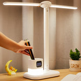 TD® Lampe de table à double tête USB protection des yeux lumière blanche bureau étudiant fourniture scolaire chambre décoration blan