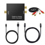 TD® Convertisseur de signal audio 3,5 mm à fibre numérique coaxiale à canal L / R à grande coque numérique vers analogique