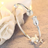 LSC® Mode coréenne créative bracelet en forme de rose bracelet à billes exquis bracelet ouvert cadeau de la Saint-Valentin