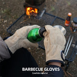 TD® Gants de pique-nique en plein air camping feu cuir isolation thermique anti-brûlure épaissie gants protection résistants à l'usu