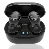 TD® Écouteurs Bluetooth sans fil mini écouteurs Bluetooth de sport LED affichage numérique mini écouteurs de sport écouteurs noirs