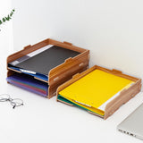 Plateau de classement en bois, support de stockage de cadre, barre de classement de bureau à trois couches, support de classe