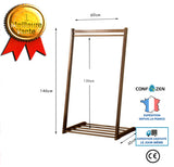 Porte-manteau sur pied cintre étagère de rangement salon chambre bambou double pôle renforcement style chinois simple cintre