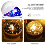 TD® Led Veilleuse Enfant Etoile Projection Colorée Rotation Lampe Projecteur Lumiere Plafond Cadeau Bébé Anniversaire Noël Bleu déco