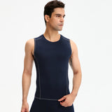 Gilet de sport pour homme, col rond, entraînement ajusté, vêtements de course à pied, haut extensible à évacuation de l'humid