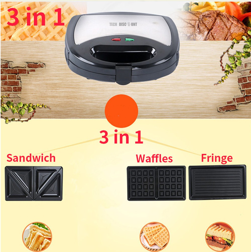 TD® Appareil électrique 3 en 1 machine à gaufres croque-monsieur, gril ...