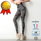 Pantalon de musculation gris tie-dye yoga pantalon taille haute sexy hanche ascenseur  fitness pantalon serré hanche leggings