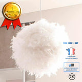 TD® 3 Pièces Lustre suspension en plumes 50 cm E27 45 W blanc Lustre En Forme De Plumes Naturelles Pour Décoration Chambre...