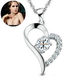 TD® Collier Coeur Cristal Swarovski Elements Blanc Plaqué Or Blanc Cadeaux Anniversaire Saint-Valentin....
