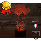 TD® Lampe de table à poser en forme de 4 cœurs LOVE / Lumière 3D Lampe à économie d'énergie / Couleur Changeante Multicolore