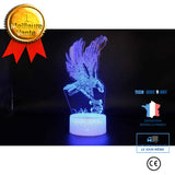 TD®  Lampe optique poser décoratif tactile 7 couleurs illusion optique - modèle aigle - faible consommation câble USB ou prise secte