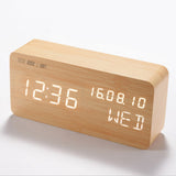 TD® Sortie d'usine Creative LED Réveil Horloge En Bois Maison En Bois Réveil Électronique Muet Horloge Numérique