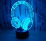 TD® Lampe Led Forme Casque Audio Luminaire Illusion 3d Décoloration à 7 Couleurs Tactile - Yonis Noir