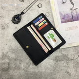 TD® Portefeuille Long  Simple pour Femmes Porte-monnaie Porte-cartes Sac à Main Couleur Noire Unie Simple et Chic Pochette Finitions