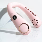 TD® Ventilateur de cou suspendu sans feuilles affichage numérique usb ventilateur de cou suspendu petit ventilateur de cou suspendu