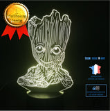 TD® Veilleuse Illusion 3D, lampes de table à LED, veilleuses Groot, 7 couleurs USB Charge Lighting Chambre Décoration