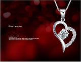 TD® Collier Coeur Cristal Swarovski Elements Blanc Plaqué Or Blanc Cadeaux Anniversaire Saint-Valentin....