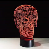 TD® Lampe optique poser décoratif tactile 7 couleurs illusion optique - modèle crâne - faible consommation câble USB ou 3 piles AAA