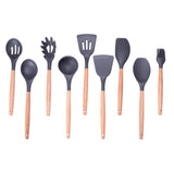 TD® Lot Ustensiles,Ensemble d'outils de cuisine 9-12-13 pièces Ensemble d'ustensiles de cuisine en bois et - Type Dark Grey 10pcs-A