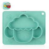 TD® Assiette en silicone pour enfants, compartiment alimentaire complémentaire dessin animé silicone bébé ventouse forte