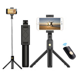 TD® Trépied selfie stick, télécommande Bluetooth artefact selfie universel en acier inoxydable noir pour téléphones mobiles Android/