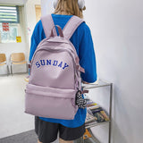 TD® Cartable sac à dos motif anglais lanières couleur rose grande capacité lycée étudiant cartable nylon étanche ordinateur collège