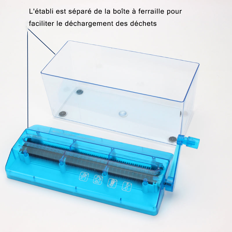 1 pièce Bleu Mini Portable Manuel En Papier Broyeur Pour Bureau