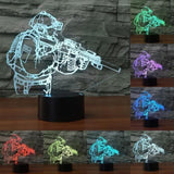 TD® Lampe optique poser décoratif tactile 7 couleurs illusion optique - modèle soldat - faible consommation câble USB ou 3 piles AAA