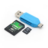 TD® Adaptateur Clé USB 2 en 1 Micro USB OTG / Lecteur de Carte Mémoire SD Micro SD / Carte De Données Adaptateur Bleu