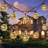 TD® Solaire de lumières 10LED marocaine Bal de Noël Décoration Lumière extérieure étanche LED fer Ballon d'Argent Lumière Chaîne