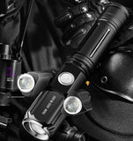 TD® Lampe de poche torche phare vélo moto led puissante rechargeable militaire véhicule anti-éblouissement quatre vitesses lumière