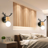 Lot de 2 Applique Murale Moderne Cr&eacute;ative Design Deer Antler Lampes Murale Interieur en Bois et M&eacute;tal Lampe de