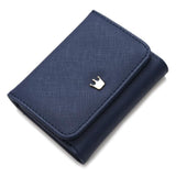 TD® Porte-Monnaie en Cuir PU Bleu pour Femme Porte-Cartes Détails Couronne Doré  Incrusté sur le Rabat Multi-Rangements Multi-Poches