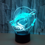 TD® Décoratif USB Fish 7 Couleurs Télécommande Illusion Optique Veilleuse 3D Visualisation Table Bureau Lampes 3D Glow LED