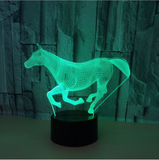 TD® Veilleuse colorée 3D cheval au galop