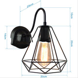 TD® Rétro Lampe Murale Applique Intérieur Lumière Industriel Fer Abat-jour Diamant Chambre Couloir Restaurant