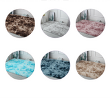 TD® Tapis tie-dye dégradé décoration ins tapis coupe-vent nordique personnalité simple peluche douce canapé côté tapis maison bleu t
