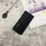 TD® Portefeuille Long  Simple pour Femmes Porte-monnaie Porte-cartes Sac à Main Couleur Noire Unie Simple et Chic Pochette Finitions