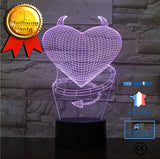 TD® Décoratif USB Coeur 7 Couleurs Télécommande Illusion Optique Veilleuse 3D Visualisation Tableau Bureau Lampes 3D Glow LED