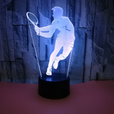 TD® Décoratif USB Tennis 7 Couleurs Télécommande Illusion Optique Veilleuse 3D Visualisation Tableau Lampes De Bureau 3D Glow LED @M
