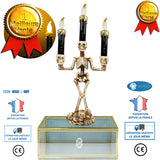 INN® Chandelier sur pied Halloween 3 branches décoratif crâne tête de mort os corps squelette fête LED fantôme horreur peur décorati