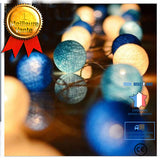 TD® 20 boules 3 m guirlande lumineuse LED boule de coton bulle guirlande lumineuse Lumières décoratives LED bleu et jaune Lumières