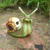 TD® Halloween Crâne Escargot Crâne Ornement Sculpture Gothique Jardin Décor À La Maison Résine Peint À La Main Artisanat