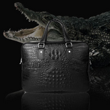 Sacs à main Sacs pour hommes en cuir véritable Couche supérieure en cuir de vachette à motif crocodile Sacs à main pour homme