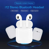 HTBE® I12 casque bluetooth universel pour téléphone portable binaural stéréo longue veille neutre charge directe écouteurs blanc