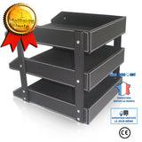 TD® Support de stockage Support de fichiers d'assemblage en cuir à trois couches Support d'informations Support de stockage de donné