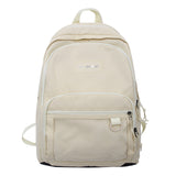 TD® Sac à dos scolaire fournitures en tissu Oxford sac à dos hydrofuge grande capacité mode blanc beige bretelles école lycée collèg