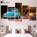 TD® LB20420 Toile mur Art photos salon imprimé affiche 5 pièces Volkswagen Beetle voiture peintures moderne décor à la maison cadre