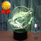 TD® Décoratif USB Fish 7 Couleurs Télécommande Illusion Optique Veilleuse 3D Visualisation Table Bureau Lampes 3D Glow LED Lampe ☀61